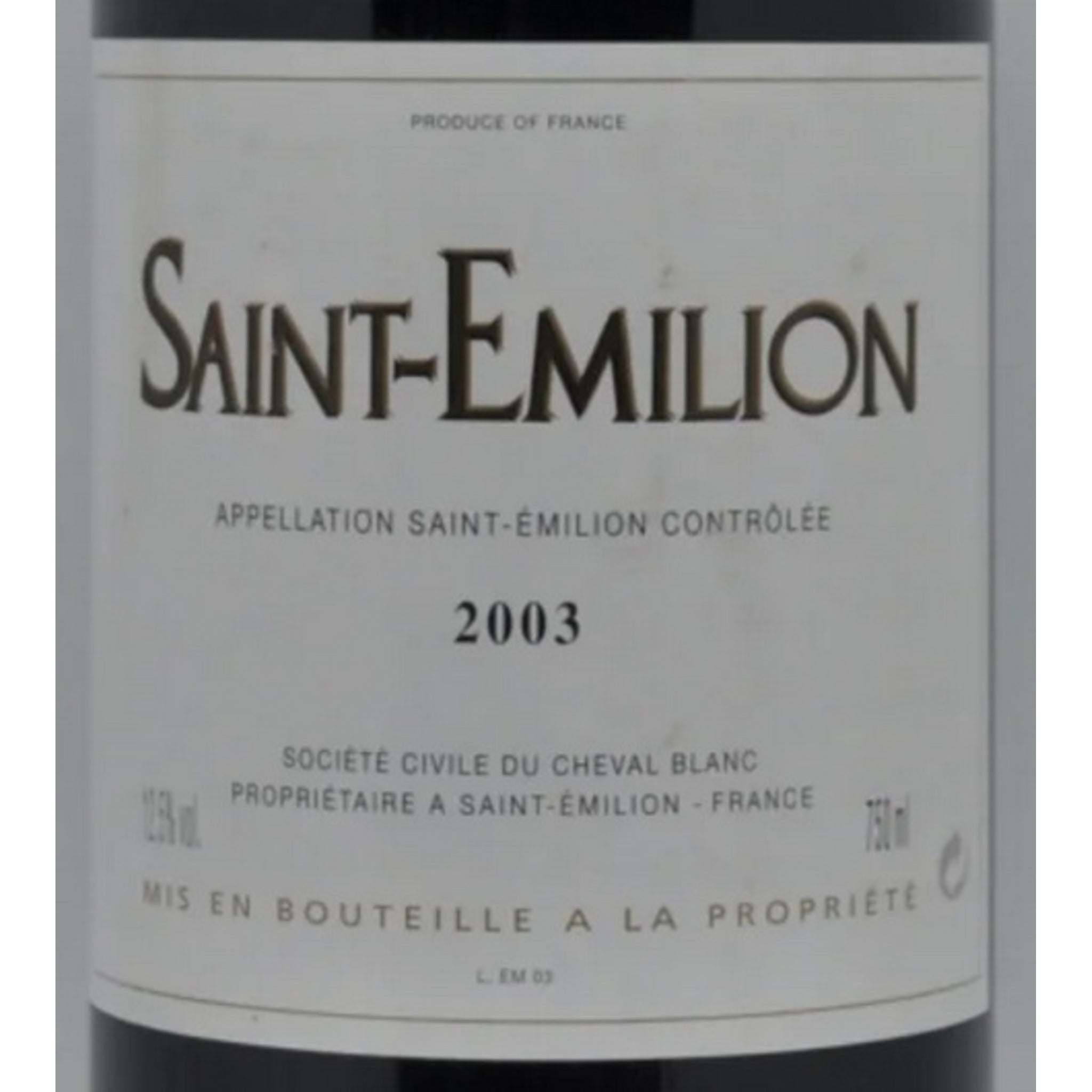 Saint Emilion 2003, Societe Civile du Cheval Blanc, 12x750ml